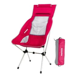 MARCHWAY Lightweight Folding High Back Camping Chair with Headrest, Portable Compact for Outdoor Camp, Travel, Picnic, Festival, Hiking, Backpacking (Highback Red)