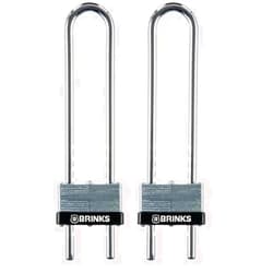 BRINKS - 44mm Laminated Steel Keyed Padlock with Adjustable Shackle - Chrome Plated with Hardened Steel Shackle (Pack of 2)