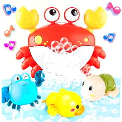 VConejo Baby Bath Toys for Toddlers, Crab Bath Bubble Maker with 12 Songs, 3 Pack Wind-up Pool Toys for Kid, Bathtub Toys As Birthday Gift for Boys Girls