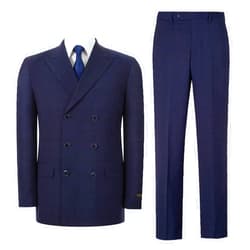 AMY ZHU Pio Lorenzo Men's 2-Piece Classic Fit Double Breasted Peak Lapel Plaid Suit