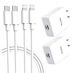 Quntis iPhone Super Fast Charger [Apple MFi Certified], Quntis 2Pack 20W iPhone High Speed Type C Rapid Charger Plug with 6FT C to Lightning Cable for iPhone 14 13 12 11 XS Pro Max XR iPad Pro AirPods, White