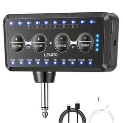 LEKATO Guitar Headphone Amp Micro Headphone Amplifier with Multi Effects - Amp Models, IR Loading, Tuner, Rechargeable Bass Electric Guitar Headphone Amplifier Delay Reverb Chorus Overdrive Portable