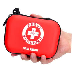 Besst Survivor Mini First Aid Kit -Small Waterproof Hard Shell Medical Kit with Compartments for Camping, Hiking, Car, Home, Office, School - Emergency First Aid Supplies and Survival Kit