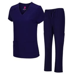 Natural Uniforms Women's Cool Stretch V-Neck Top and Cargo Pant Scrub Set with Regular and Petite Sizes