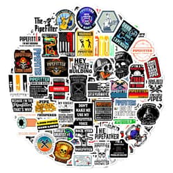 BulbaCraft 100Pcs Funny Pipefitter Stickers for Hard Hat, Pipefitter Hardhat Stickers, Cool Pipefitting Decals, Gifts for Women & Men