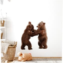 ROFARSO Lifelike Cute Lovely Two Little Bears Animal Wall Stickers Removable Wall Decals Peel and Stick Wall Art Decorations Home Decor for Kid Nursery Baby Bedroom Living Room Playing Room Murals