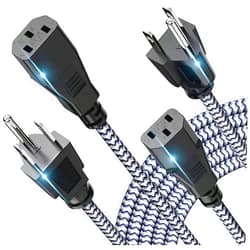 Goalfish Power Cord, Goalfish [6.6FT, 2-Pack] AC Power Cable 10A 250V Nylon Braided 3 Prong Power Cord 18AWG Replacement 3-Pin Power Cables UL Certified for Computer, TV, Monitor, Printer, PC, Projector