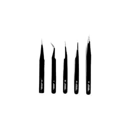 RELIBBA 5 Pcs Precision Tweezer Set Stainless Steel ESD Set Tips Tweezers Set for Mobile/Laptop/Repair Electronics, Jewelry, Model Making, and Crafting