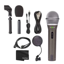 Samson Q2U Recording & Podcasting Pack (Grey) with 4-Inch Pop Filter, USB 2.0 A Male to A Female Extension Cable and Lens & Camera Cleaning Cloth - Great Recording and Podcasting Bundle