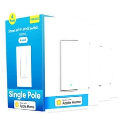 meross Smart Light Switch 4 Pack Supports Apple HomeKit, Siri, Alexa, Google Assistant & SmartThings, Single Pole Light Switch, Neutral Wire Required, Remote Control Schedule, 2.4GHz Wi-Fi