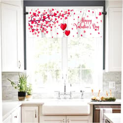 Bilagawa Happy Valentine's Day Valances Curtains for Kitchen Red Love Heart Tree Kitchen Valance Short Curtains Rod Pocket Window Treatments for Bathroom Bedroom Windows 42x12 Inch