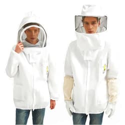 QHZHANG Bee Suit Jacket-Professional Beekeeping Suit for Men Women -Beekeeping Jacket with Sheepskin Gloves & Two BeeHat and Veil Halloween Costume Beekeeper Look (M)
