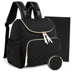 Yoofoss Diaper Bag Backpack, Baby Bag for Boys Girls, Travel Diaper Bag with Changing Pad, Stroller Straps and Pacifier Case, Diaper Backpack for Mom Black Square