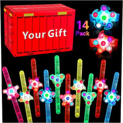 BSTDECOR 14 Pack LED Light Up Fidget Spinner Bracelets, Party Favors for Kids 4-8 8-12 Christmas Stocking Stuffers Glow in The Dark Party Supplies Birthday Xmas Gifts Goodie Bag Classroom Prizes
