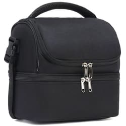 FlowFly Double Decker Cooler Insulated Lunch Bag Large Tote for Boys, Girls, Men, Women, With Adjustable Strap,Black