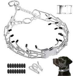 Supet Adjustable Prong Collar for Dogs No Pull Dog Pinch Collar, Dog Training Collar with Quick Release Buckle for Small Medium Large Dogs