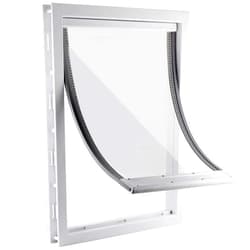CEESC Dog Door with Soft Transparent Magnetic Flap and Snap-in Closing Panel, Premium PVC Plastic Pet Door for Small Medium Dogs and Puppies(L,White)