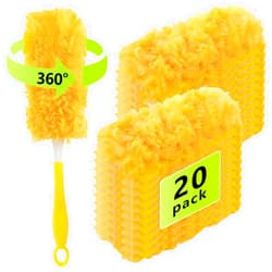 ZQZiQi 20 Pack Duster Refill for Swiffer Dusters,360° Heavy Duty Duster Refills with 1 Handle,Unscented Duster Kit,Multi-Surface Duster Refills for Cleaning,Disposable Electrostatic Microfiber Duster Refills