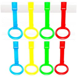 Aocoray 8PCS Baby Crib Pull Rings, Baby Bed Stand Up Rings, 4 Colors Baby Cot Hanging Ring, Walking Assistant Pull Up Ring for Infant Baby Toddler