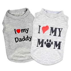 DroolingDog 2 Pack Puppy T Shirt Dog Clothes I Love My Daddy Mommy Small Dog Shirts Puppy T-Shirt for Small Dogs