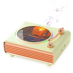 Strackvial Retro Bluetooth Speaker, Wireless Speakers with Bluetooth Record Player Desktop, Portable Vinyl Record Player Vintage Turntable Design & Lighting Music Decor Gifts for Friends (Green)
