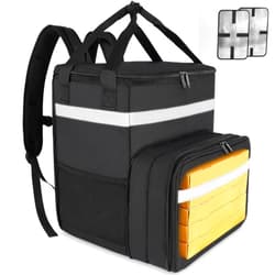 Taygeer Food Delivery Backpack, Expandable Insulated Hot Pizza Bags for Grocery Bike, Large Leakproof Waterproof Delivery Bag with 4 Mesh Pockets Reflective Strip for Uber Eat, Camping & Beach, Black