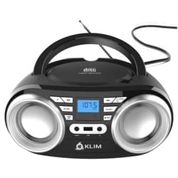 KLIM B3 Portable CD Player Boombox with FM Radio, Bluetooth, USB, AUX, and FM Radio – Cd Players for Home – Dual Speakers, EQ Sound Effects, 20 Preset Stations, Compact and Lightweight