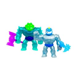 Heroes of Goo Jit Zu Meteor Madness Versus Pack, Tyro Versus Rock Jaw in The Ultimate Showdown, with Unique Scrunchy Goo Filling & Meteor Weapon, Tactile Sensory Toys That Stretch Up to 3X Their Size
