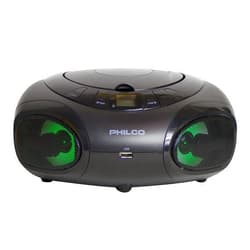 Philco Portable Bluetooth Boombox CD Player with AM FM Radio and USB Playback | Fun Lights |Stereo Sound | CD Player is Compatible with MP3/WMA/CD-R/CD-RW CDs | 3.5mm Aux Input | AC/Battery Powered