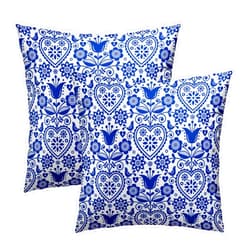 Cafl Scandinavian Folk Art Throw Pillow Covers Retro Nordic Ornament Square Pillowcases Cushion Cover 18x18 Inch for Room Sofa Chair Bed Home Decor Set of 2