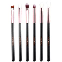 EVRCHGIEA Eye Makeup Brush Set, 6 Pcs Professional Blending Eyeshadow Makeup Brushes for Concealer Eyebrows Eyeliner, Soft Hairs & Wood Handle (black and rose gold)…