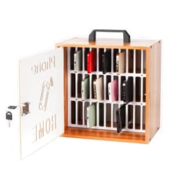 Echaprey Cell Phone Holder Classroom Pocket Chart Wooden Cell Phone Storage Cabinet with Lock 33 Slots Desktop Cell Phone Holder for Classroom Office (33 Slots)