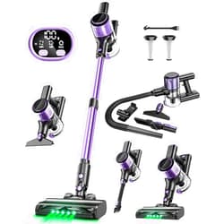 OIRFND Cordless Vacuum Cleaner, 10-in-1 Stick Vacuum with Powerful Suction, Hose, Anti-Tangle Brush, Green LED Light, Lightweight Rechargeable Vacuum Cleaner for Home, Hardwood Floors, Carpets, Pet Hair