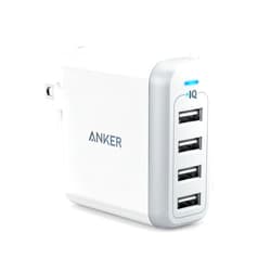 Anker Charger, 40W 4-Port USB Phone Charger with Foldable Plug, PowerPort 4 for iPhone 14/Pro/Pro Max/13/12, iPad Pro/Air/Mini, Galaxy S23/S22/S21, Note 20 Ultra, LG, Nexus, HTC, and More