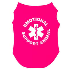 Tees & Tails Emotional Support Animal Dog Tee Shirt Sizes for Puppies, Toys, and Large Breeds (209 Hot Pink, Medium)