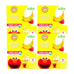 Earth's Best Organic Kids Snacks, Sesame Street Toddler Snacks, Organic Fruit Yogurt Smoothie for Toddlers 2 Years and Older, Strawberry Banana, 4.2 oz Resealable Pouch (Pack of 16)