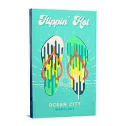 Lantern Press Ocean City, Maryland, Sweet Relief Collection, Flip Flops, Flippin Hot, (16x24 Wrapped Canvas, Wall Decor, Artwork)