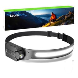 Lepro Headlamp - Super Bright LED Head Lamp Rechargeable with 230°Wide Beam, Adjustable Spotlight, Motion Sensor, 5 Modes, Waterproof Lightweight Headlight Flashlight for Camping Running