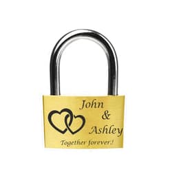 FANSTIK Custom Engraved Padlock (Made in USA) Anniversary, Love Lock for Bridge, Wedding, Personalized Engraved Padlock for You Love L(40mm,1.57In) x H(25mm,0.98In) (Twin Heart)