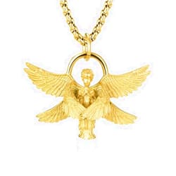 Sifity Seraph Guardian Angel Necklace Christian Prayer Gold Plated Pendant Amulet, For Men, Him, Boyfriend Jewelry Gift 27 Inch | Cadenas Para Hombres