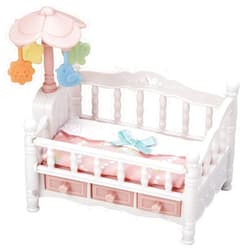Calico Critters Crib with Mobile - Interactive Dollhouse Furniture Set with Working Features