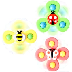 TOHIBEE 3PCS Suction Cup Spinner Toys for 1 2 Year Old Boys Spinning Toys 12-18 Months Sensory Toys for Toddlers 1-3 First Birthday Baby Gifts for Girls