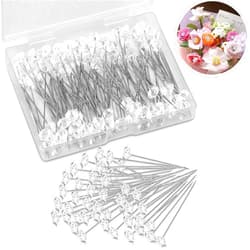 GIAVGIAV 100pcs Corsage Boutonniere Pins 2 Inch Crystal Diamond Head Clear Straight Pins for Flower Bouquet, Bouquet Accessories for Wedding Bridal Accessories Jewelry Decoration DIY Craft Sewing