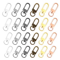 Teaaha 24 PCS Metal Lobster Claw Clasps 6 Colors Swivel Clasps Lanyard Snap Hooks Strap with Key Rings for Bag Key Chains Connector Jewelry DIY Making Supplies