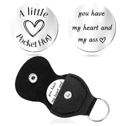 Teniinet Pocket Hug Token Keychain for Men Him, Funny Boyfriend Gifts From Girlfriend, Long-distance Couple Gifts for Husband From Wife Christmas Birthday Valentine