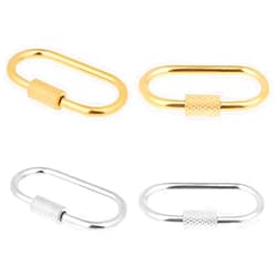 Salbsever 4 Pcs Small Locking Carabiner Screw Lock Carabiner Brass Screw Lock Clip Oval Lock Key Clasps Stainless Steel Screw Locking Keychain Simple Brass Keychain Holder Clasp Metal Keychain Clip Hook