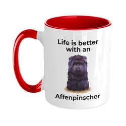 Spring Pet Products Affenpinscher puppy dog two tone color ceramic coffee mug - Life is better
