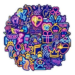 Eikovia 100 PCS Neon Stickers Pack Trendy Graffiti Waterproof Vinyl Neon Stickers Sticker Pack for Kids Adults Teens for Laptop Phone Case Guitar Skateboard Luggage Helmet Bike Car Decals Party