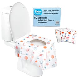 POTTY SHIELDS Disposable Toilet Seat Covers for Kids & Adults, 40 Pack - Protect from Public Toilet Germs While Potty Training & More - Extra Large, Waterproof, Portable, Individually Wrapped - Blue/Sports