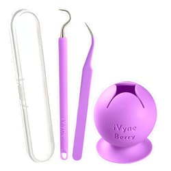 iVyne Berry and Silicone Weeding Tools for Vinyl, Suction Vinyl Weeding Scrap Collector Holder, Craft Tweezer, Weeder, Vinyl Weeding Tool Kit for Cricut, Silhouette Accessories Scrap Storage - Purple